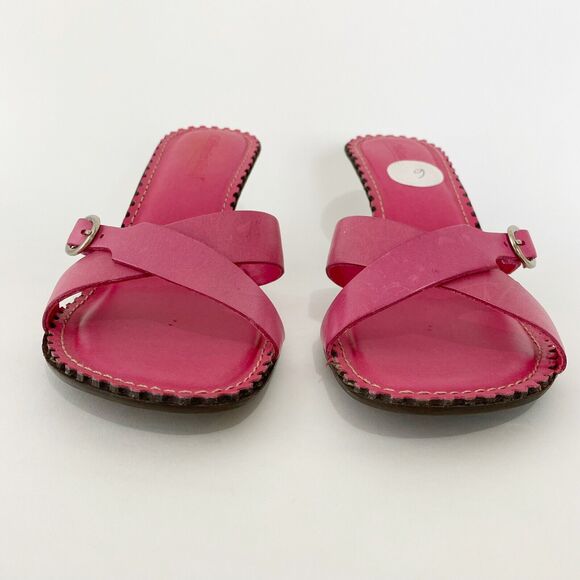 Coldwater Creek Sandal Womens Size 9 Leather Open Toe Buckle Accent 2.25" Spool - Picture 4 of 12